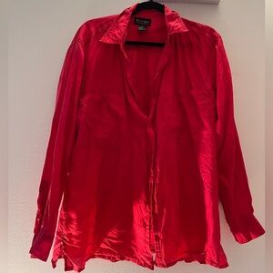 Red silk blouse